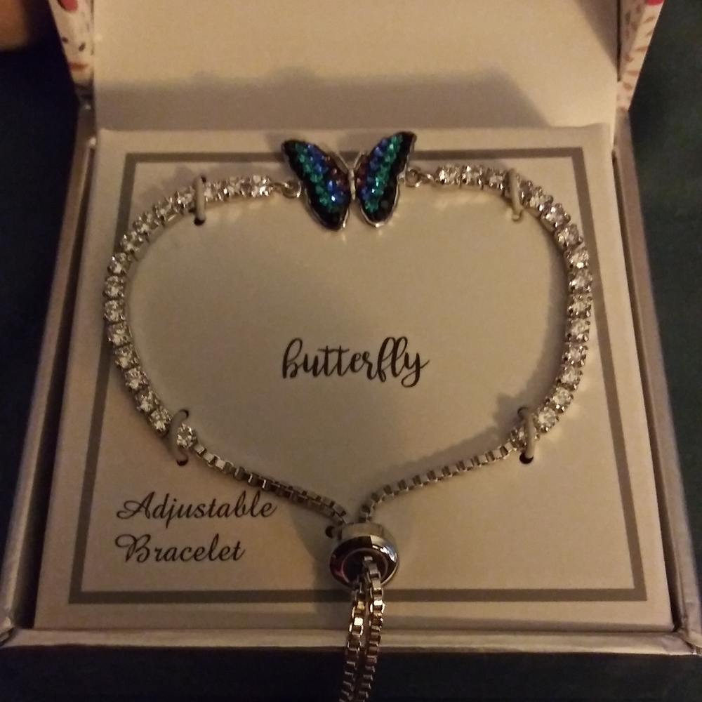 Crystal Butterfly Lariat Bracelet